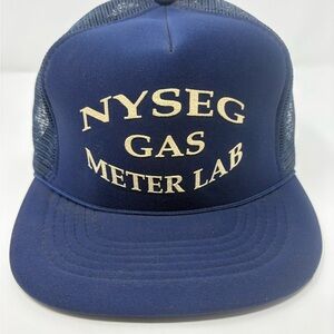 Vintage NYSEG Gas Meter Lab Snapback Trucker Mesh Hat Puffy Letters 80s 90s